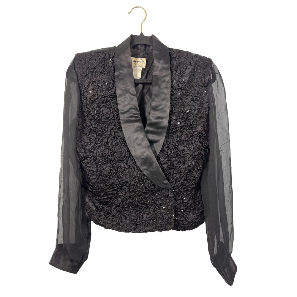 Vintage Jeffrey & Dara Sheer Sleeve Jacket Holiday 90s Coquette 10 Witchy Chic